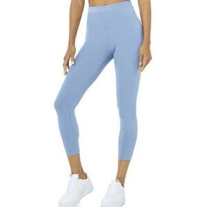 Alo Yoga Ribbed High-Waist 7/8 Blissful Legging in Blue Skies sz XXS